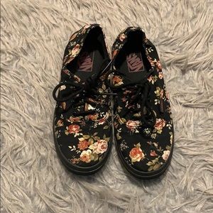 Black floral vans size 7